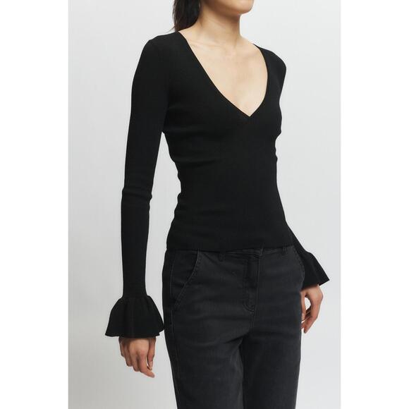 NEW SAINT ART watson ruffle knit sweater in black